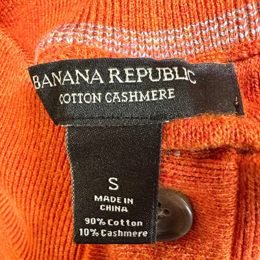BANANA REPUBLIC Orange Cotton Cashmere Henley Button Pullover Sweater‎ Men's S